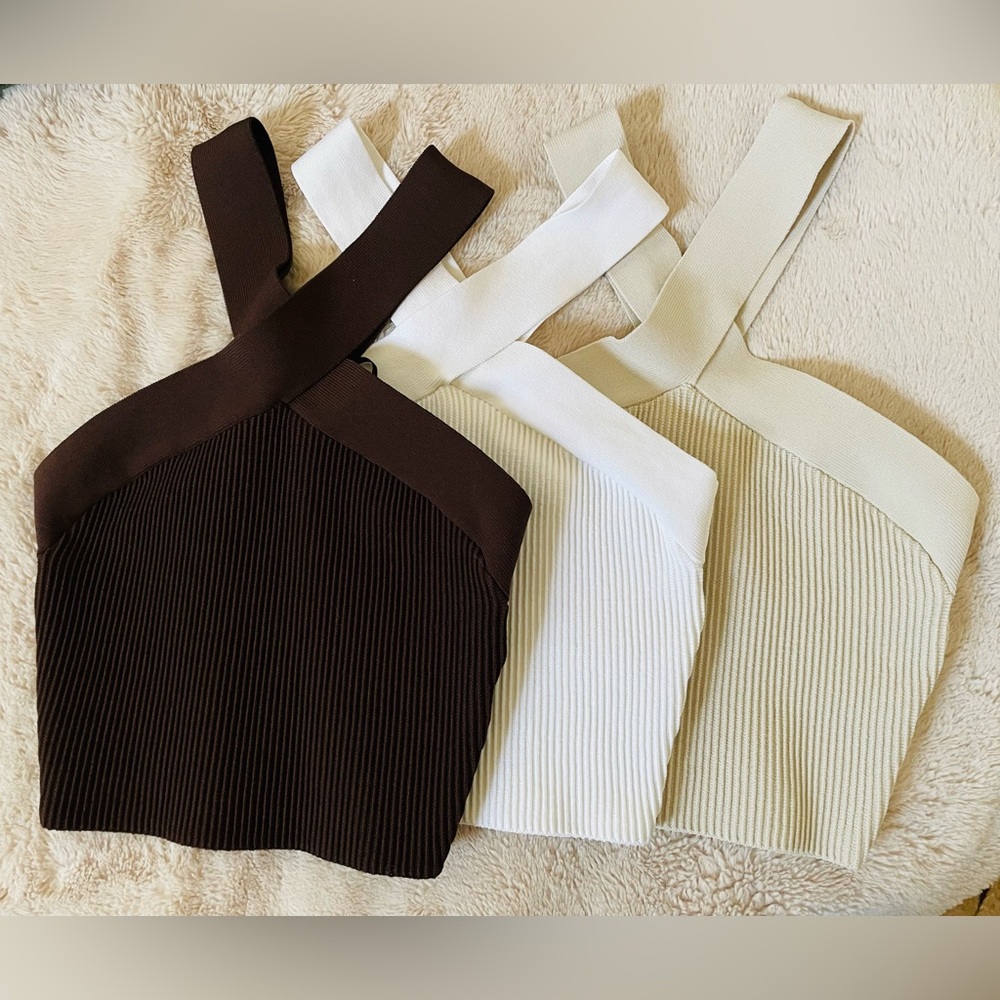 Aritzia Sculpt Knit Criss Cross Cropped Tank Bundle - Picture 1 of 3